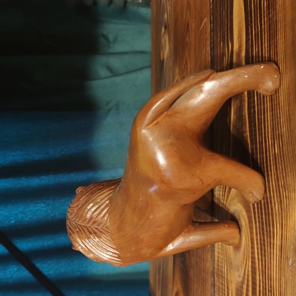 LION Hand Carved Wood Carving Vintage Mid-Century Modern - Picture 4 of 8